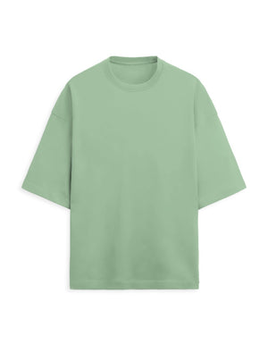Unisex oversized t-shirt in green – heavyweight, drop shoulder fit